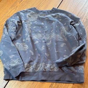 Original Use Washed Stone Blue Paisley Bandana All Over Print Crewneck